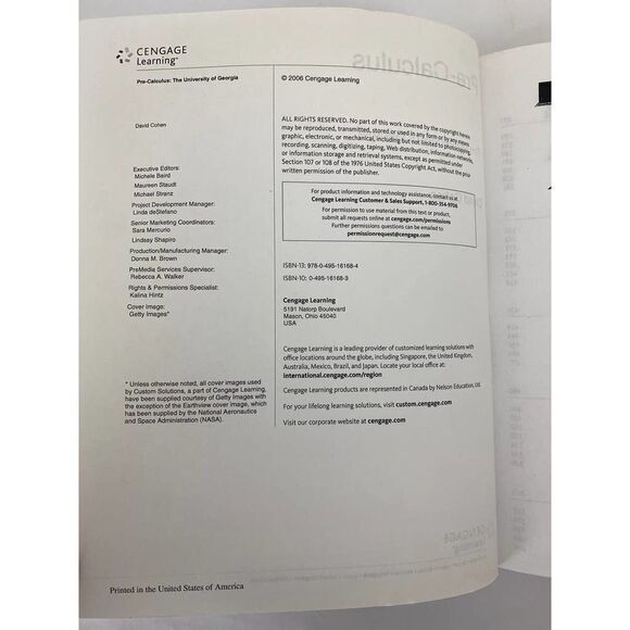 Pre-Calculus University of Georgia Soft Cover Textbook 2006 -- David Cohen - Picture 8 of 9